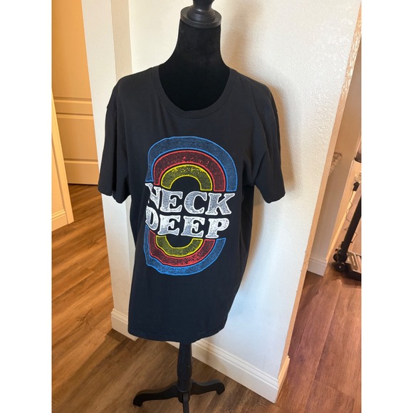 Neck Deep Other - Neck Deep Band T-Shirt Black Graphic Print Short Sleeve Crew Neck Pop Punk Tee